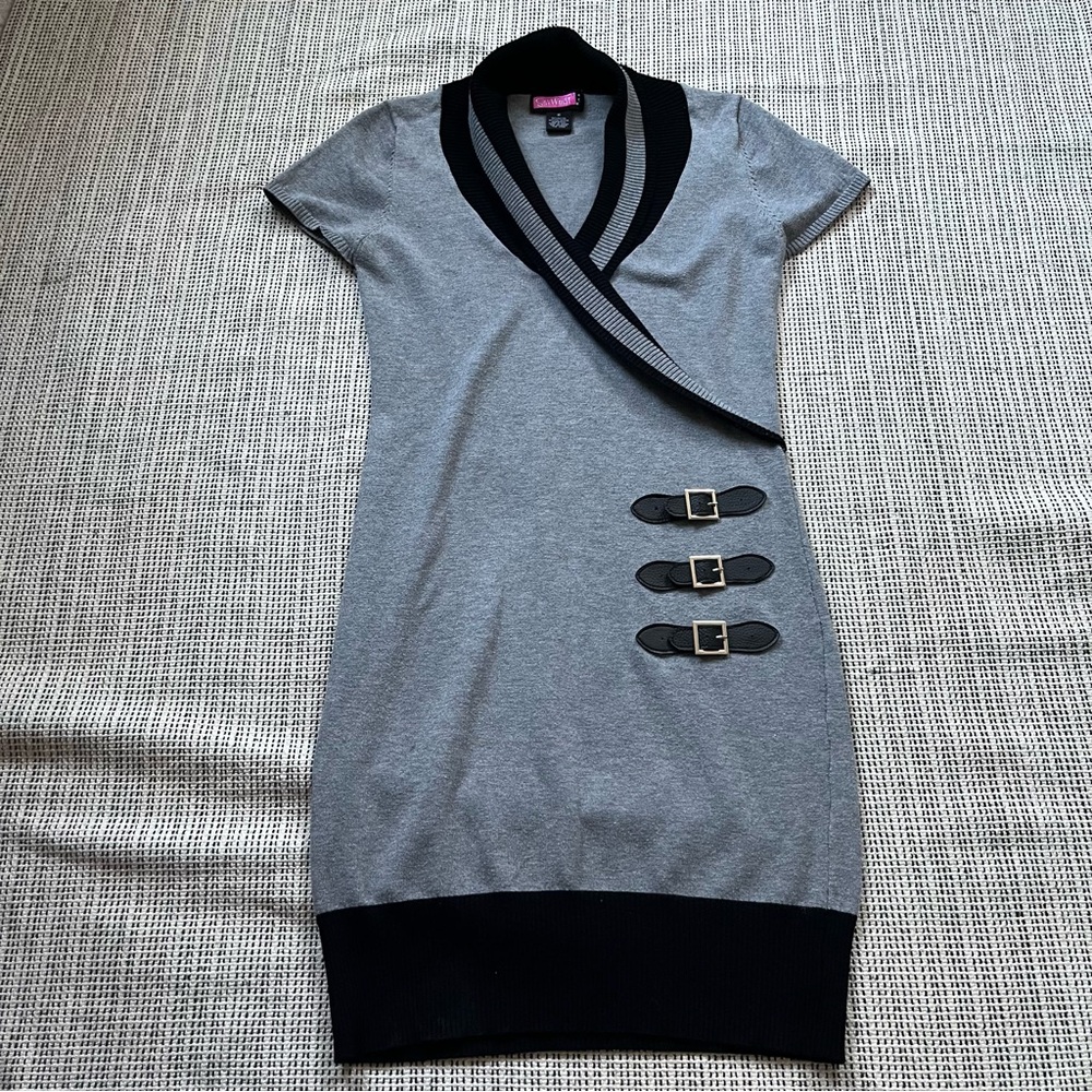 Say What? Black and Gray Knit Dress Size M